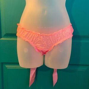Victoria’s Secret, pink medium tie back lace panties